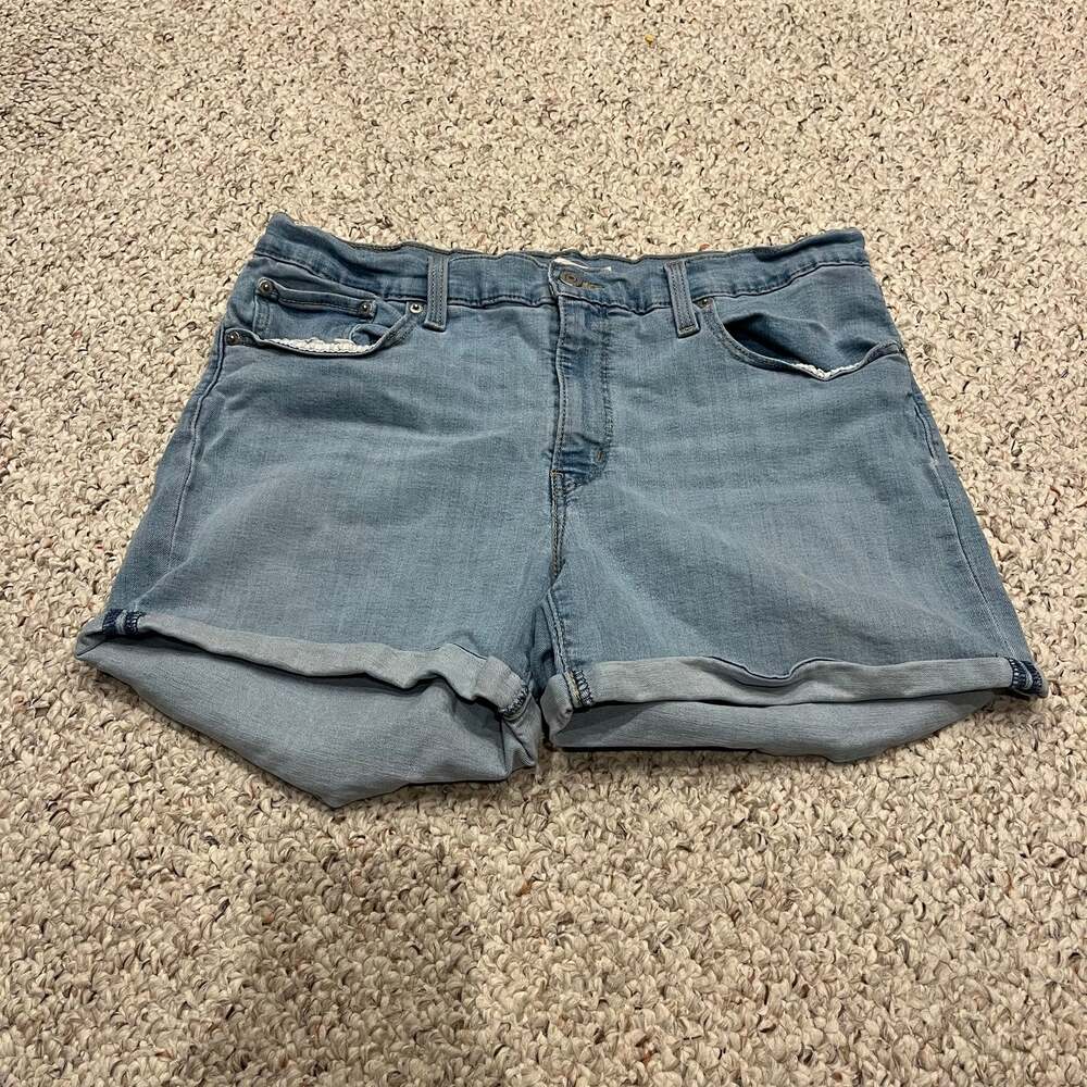 Levi's Mid Length Jean Shorts 33 Light Wash Denim Classic Stretch Summer Casual